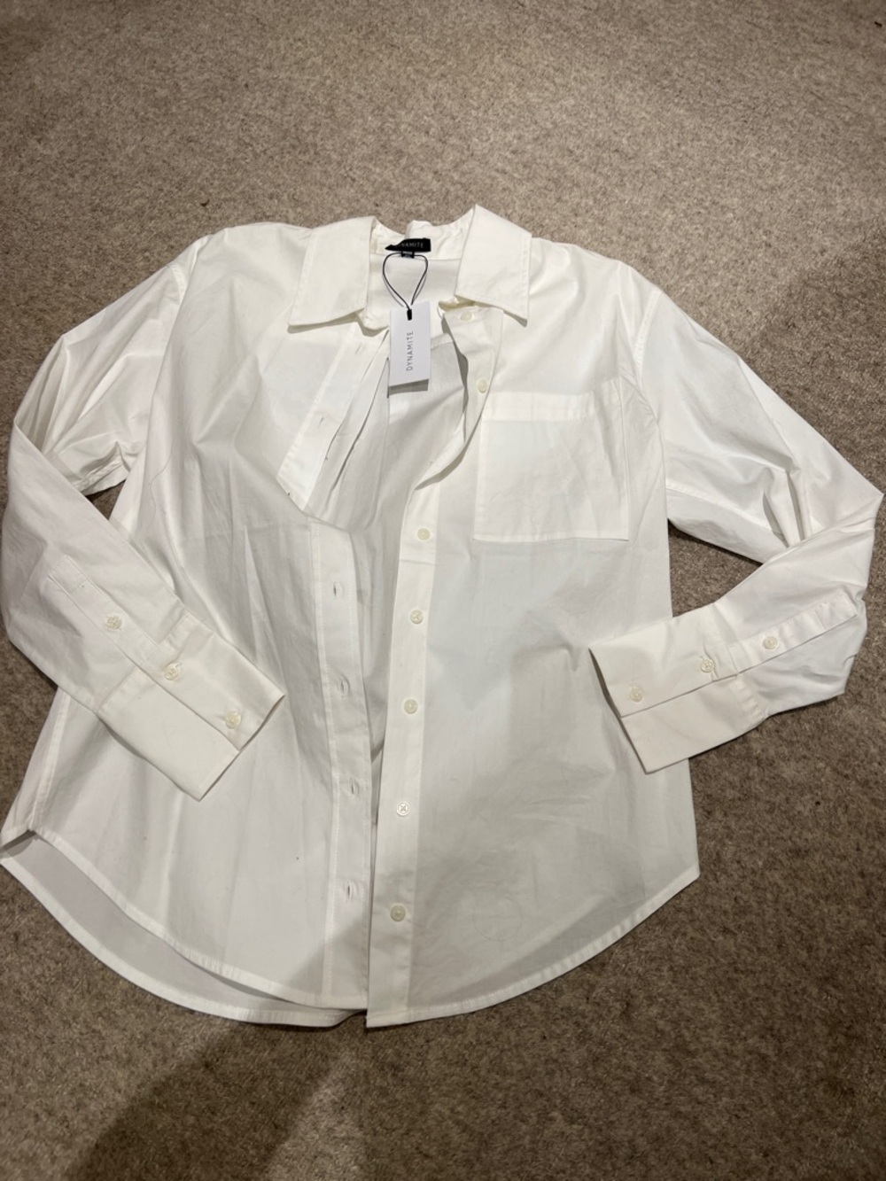 Dynamite White Classic Button-Down Shirt